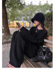 Korean Version of Soft Waxy Lazy Wind Knitting Set Gentle Round Neck Pullover Sweater Wide Leg Pants Two-piece Set Women