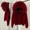 Coat Women Cardigan Natural Fox Fur Coat Women Real Mongolian Fur Knitwear Female Spring Autumn Hooded Knitted Fur Jacket