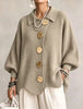Autumn Winter Solid Knit Cardigan Sweaters Coats Women Lapel Button Casual Long Sleeve All-match Sweater Coats Knitted Tops