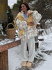 Thicken Women Puffer Jacket Oversize Stand Up Collar Zipper Floral Print Warm Cotton Filled Coat Autumn Winter