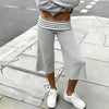 Women y2k Striped Low Rise Gaucho Pants Foldover Wide Leg Capris Palazzo Yoga Pants Flowy Cropped Culottes Lounge Bottoms
