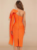 Bodycon Women Dress Sexy One Shoulder Long Sleeve Orange Black Blue Bow-Knot Wedding Evening Party Dresses Vestido