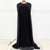 High Street Party Vestido Women's Full Sleeve Diamonds Beaded Maxi Long Dress