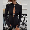 Women Solid Waist-cinching Blazer Mini Dress Chic Full Sleeve V-neck Slim Dresses Sexy Lady Daily Commute Office Vestidos