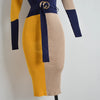 Fall Winter Knit Rib Wrap Hips Bodycon Pencil Dress for Women Elegant Long Sleeve Turtleneck Sweater Dress with Belt