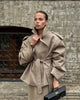 Women V-neck Lapel Belt Trench Coat Lace Up Full Sleeve Button Short Thin Windbreak Lady Daily Street Outerwear