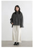 Women Short Woolen Coat Stand Up Twill Texture Single Breasted Ladies Jacket Retro Woman Outwear Autumn Winter