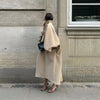 Women's Elegant Autumn Winter Overcoat Bat Sleeve Loose Solid Long Jacket Stand Collar Outwears Female Streetwears