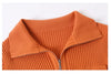 Zipper Short Knitted Cardigan Sweater Women's Spring Autumn Korean Versatile Coat Top Turn-Down Sweater Solid