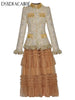 Women's Stand Collar Beaded Tassel Tweed Jacket Elastic Waist Mesh Skirt Two-Piece Set Autumn Collection