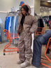 Casual Women's Polka Dot Padded Cotton Coat Pant Suit Hooded Full Sleeve Zipper Coats Straight Pants Winter Lady Ski Set