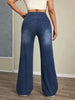Women's Jeans Elastic Waist High Stretch Loose Straight-Leg Pants Comfortable Versatile