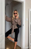 Plaid Cropped Trench Coat Women Chic Lapel Double Breasted Belted Waist Tie Long Sleeve Jacket Fall Windbreaker Outerwear