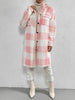 Women Long Plaid Fleece Sweatshirt Coat Autumn Winter Turn Down Collar Long Sleeve Pocket Button Loose Flurry X-Long Trench Coat