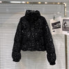 Winter Heavy Industry Colorful Sequin Stand Collar Warm Jacket For Women Cotton-padded Coat 11A07258
