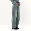 Women Jeans Washed Curved Barrel Loose Draping Wide Leg Autumn Retro Street Style Denim Bottoms Daily Wear