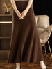 Women Autumn Winter Wool Skirt Long Pleated Skirt 100% Merino Wool Knitwear Grace Soft Dress Korean Style Skirt