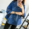 Denim Cape Coat Female Jacket Double Breasted Jackets Women Office Lady Windbreaker Denim Basic Coats Autumn Overcoat