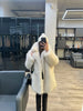 Thick Cotton Winter Fur Coat Women Suit Collar White Medium Long Fox Fur Overcoat Fury Plush Jacket
