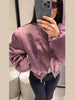 Stand Collar Side Placket Suit Jacket Women Elegant Long Sleeve Button Pocket Loose Coats Spring Chic Office Lady Outerwears