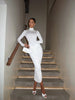 High Collar Long Sleeve Hip Wrap Women Maxi Dresses Solid Sheath Elegant Evening Party Outfits Bodycon Female