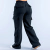 Women‘s Wide Leg Cargo Pants Elastic Waistband with Large Pockets Casual Fitness Sportswear Y2k Long Pants