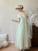 Handmade Regency Empire Waist Lolita Gown Women Green Beaded Lace Formal Dress French Elegant Party Outfit Chic Retro