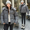 Winter Women Thicke Cotton Coat Loose Hooded Puffer Jacket Cropped Down Cotton Padded Coat Female Parkas Outwear