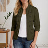 Autumn Casual Lightweight Jackets Women Mandarin Collar Long Sleeve Open-Front Outerwear Commuting Solid Cardigan Coats