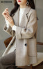 Stylish Long Sleeve Loose Pockets Women Woolen Jacket Autumn Winter Elegant Lapel Thick Female Jackets