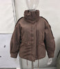 Women Brown Drawstring Waist Puffer Jacket Stand Collar Warm Cotton Padded Coat Casual Oversized Winter Parka Outerwear