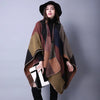 Thicken Winter Shawl Wraps Cape Women Fall Ponchos Plus Size Block Plaid Open Front Sweater Fleece Scarf Coat Holiday Outfits