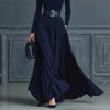 Half High Collar Knitted Long Dress For Women, Autumn Winter Long Sleeve Splicing Maxi Dress, Elegant Party Date Night Outfit