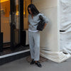 Casual Solid Knit Top Pants Set Women Stand Collar Full Sleeve Sweater Wide Leg Trousers Sets Autumn Lady Suit