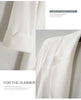 Women White 3/4 Sleeve Blazer Elegant Office Business Suit Jacket Loose Pocket Formal Workwear Ladies Casual O