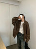 Vintage PU Leather Jacket Women High Street Techwear Oversized Moto Biker Coats BF Punk Loose Casual Cropped Outerwear