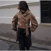 Elegant Double Belt Women Windbreaker Casual Khaki Long Sleeve Lapel Button Female Jacket Autumn Winter Lady Streetwear