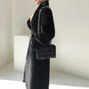 Winter Long Black Elegant Stylish Thick Warm Fluffy Hairy Soft Faux Mink Fur Coat Women Stand Collar Sashes