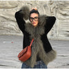 Elegant Solid Faux Fur Spliced Coat Women Lapel Long Sleeve Tassel Plush Outerwear Fall Winter Warm Streetwear