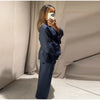 Casual Women Shirt Pant Set V-Neck Lace Up Loose Long Sleeve Top Wide Leg Trousers Suit Spring Autumn Chic Lady Outfits