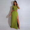 Women O-neck High Split Ruched Bodycon Midi Maxi Dress Fall Street Evening Party Club Vestidos Sexy Long Dresses