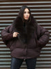 Faux Fur Collar Women's Padded Jacket Knitted Cuff Patchwork Batwing Sleeve Loose Cotton Jackets Winter Warm Coats