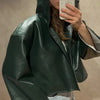 Casual Pu Leather Women's Jacket Chic Solid Long Sleeve Stand Collar Female Outwear Autumn Winter Street Short Lady Jacket