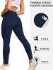 Womens Thermal Fleece Lined Leggings with Pockets, High Waisted Tummy Control Workout Winter Warm Thick Tights Pants
