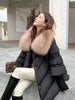 Female Loose Outerwear Down Jacket Overcoat Women Winter Coat 90% White Duck Down Jacket With Big Woolen Collar Coat
