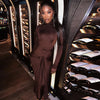 Women Full Sleeve Turtleneck Ribbon Ruched Long Maxi Dress Spring Sexy Street Slim Evening Night Club Party Dresses