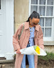 Women Red Plaid Long Trench Coat Casual Lapel Single Breasted Full Sleeve Windbreaker Jacket Y2k Autumn Lady Streetwear