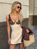 Lace Camisole Dress For Women's Casual High Waist V Neck Ruffle Short Dresses Street Vintage Party Elegant Dress