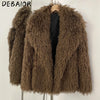 Debaior Winter Clothes Women Faux Mongolia Sheep Fur Coat Warm Fake Fur Jacket Long Sleeve Artificial Fur Overcoat