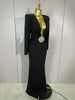 Shiny Diamond Sexy Deep V Neck Long Sleeves Maxi Dresses Women Runway Party Wear Elegant Evening Birthday Party Dress